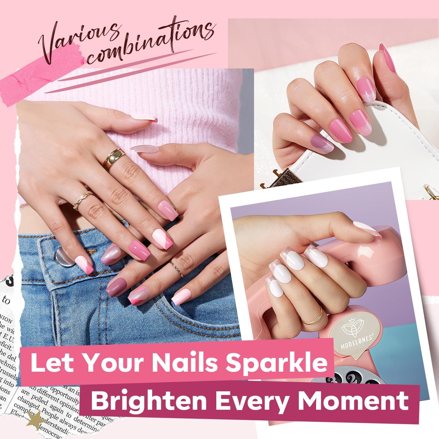 Modelones glossy finish bottle shows lasting shine for polished nails.