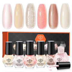 Modelones nail polish set pearl white image showcasing classic pearl finish for a wedding-ready look.