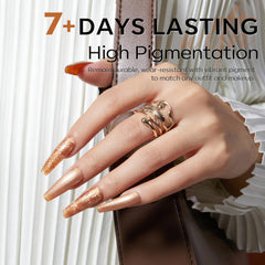 Modelones nail polish set shimmer bronze champagne image featuring luxurious metallic tones for special occasions.