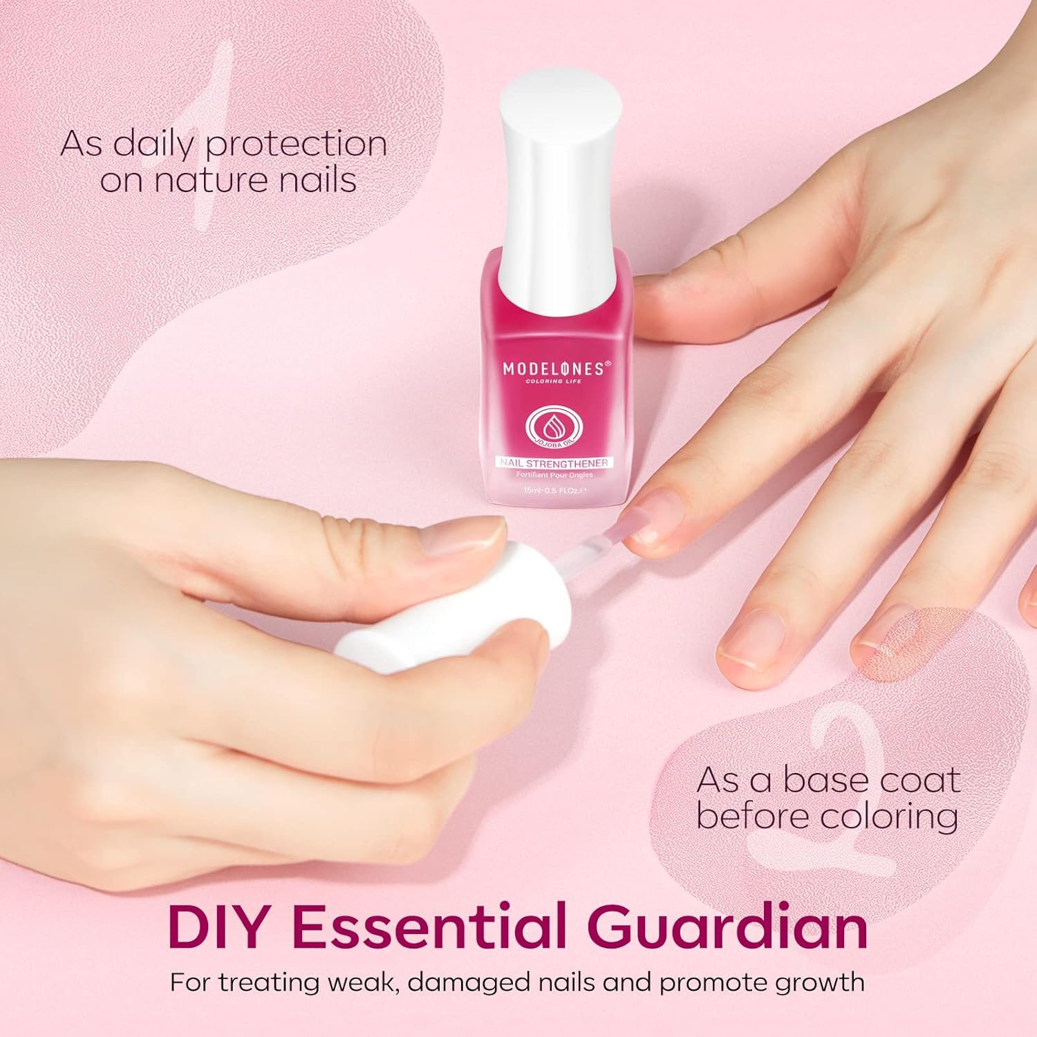 Modelones built-in brush enables easy, even application.