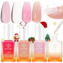Modelones Nail Strengthener Kits milky white finish for natural-looking nails and gentle shine.