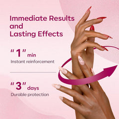 Modelones nail strengthener top coat delivering a glossy finish.