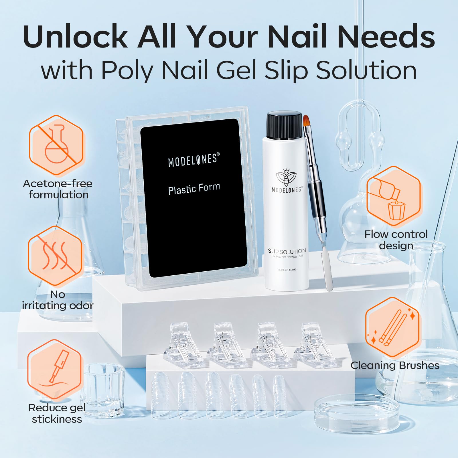Modelones nail tips clips kit for secure shape retention during set