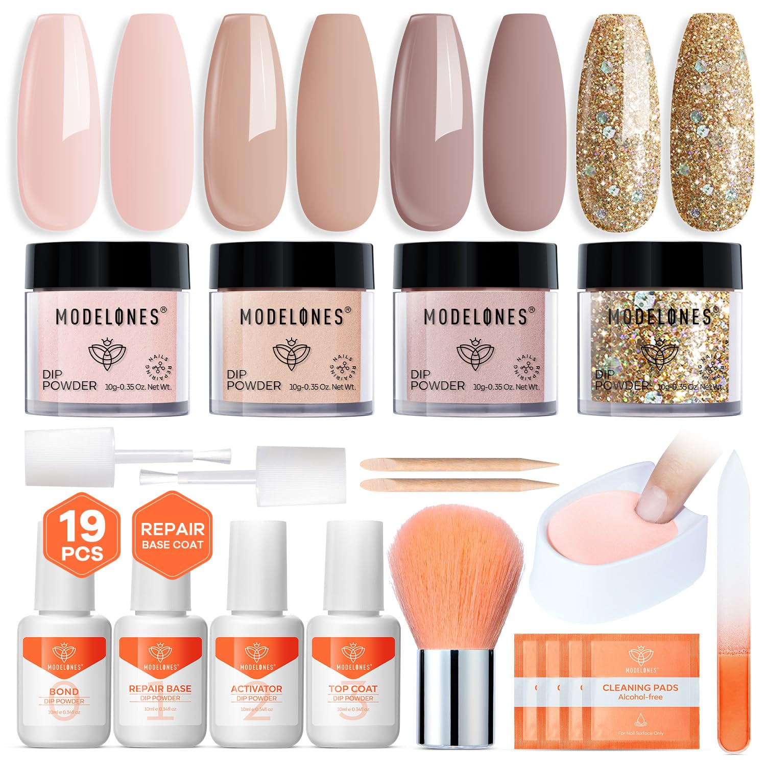 Modelones nude dip powder colors showcase a clean look for everyday wear.