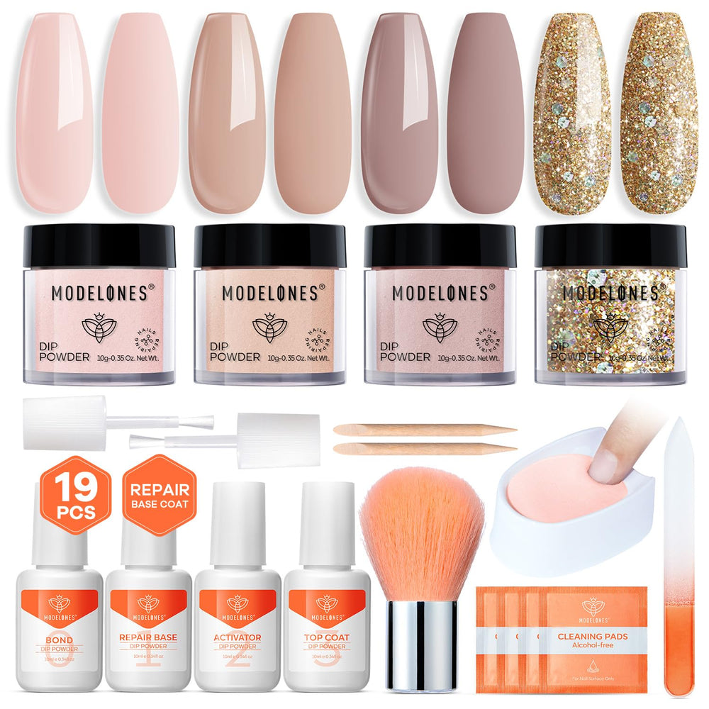 Modelones nude dip powder colors showcase a clean look for everyday wear.