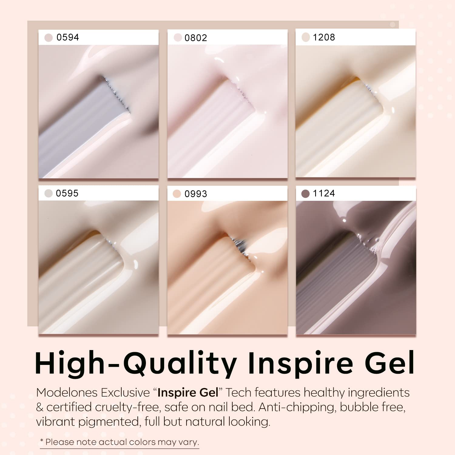 Modelones Nude Gel Nail Polish Set LED cure ensures quick durable manicure.