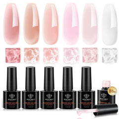 Modelones nude pink builder gel set with 6 pieces for at‑home salon nails