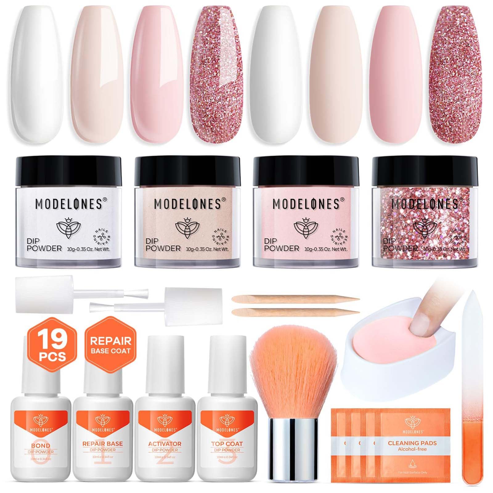 Modelones pink dip powder glitter pink for glamorous nail designs