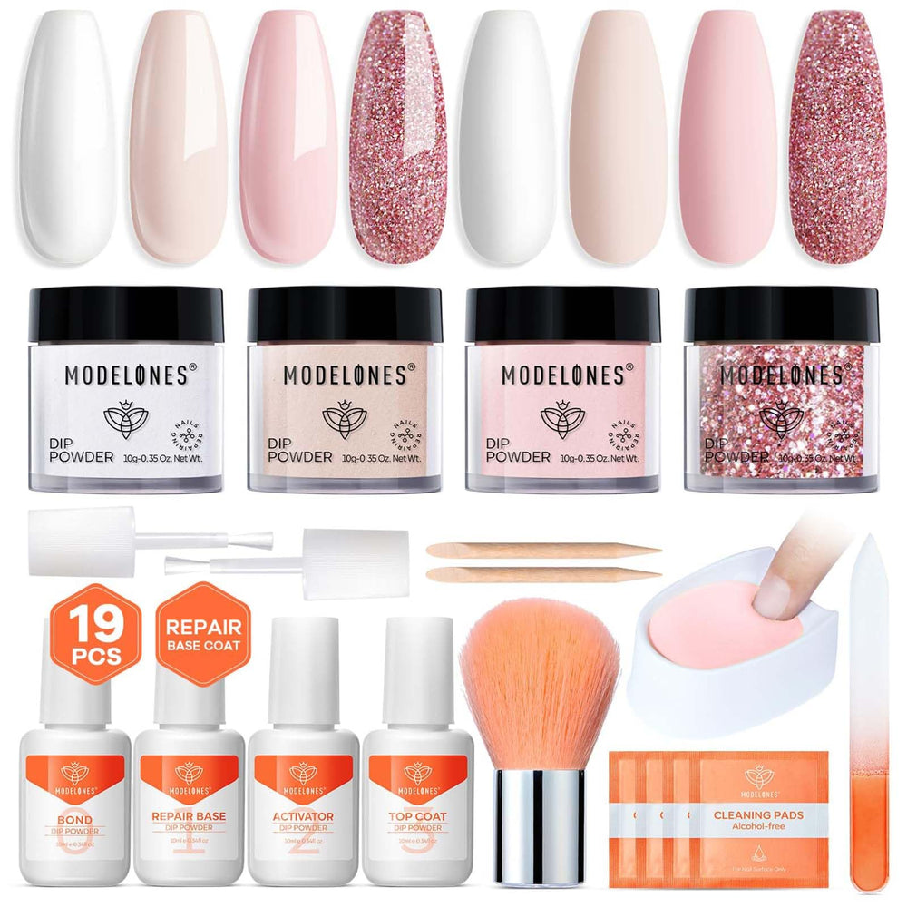 Modelones pink dip powder glitter pink for glamorous nail designs