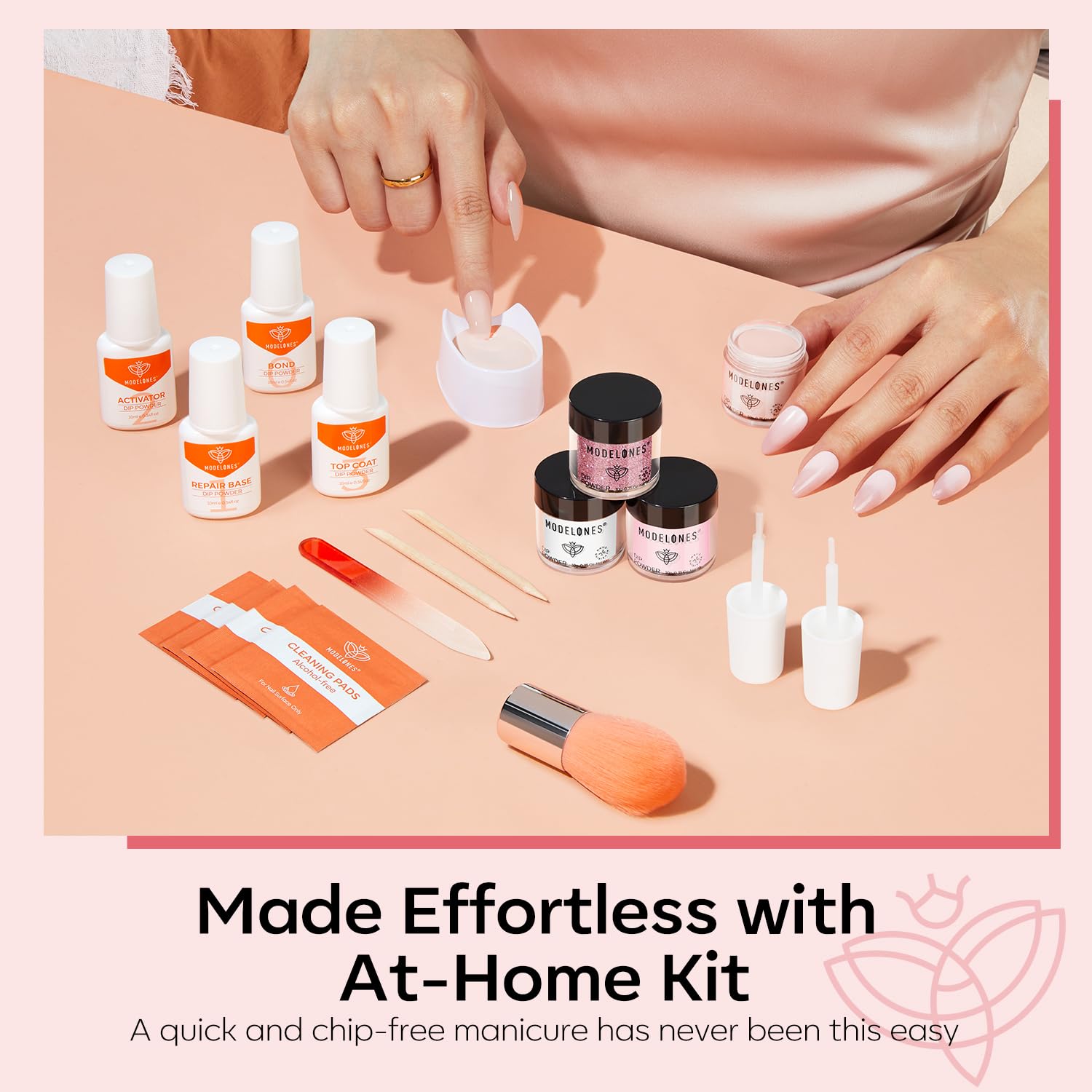 Modelones liquid set with bond, base, activator, top coat for durable finish