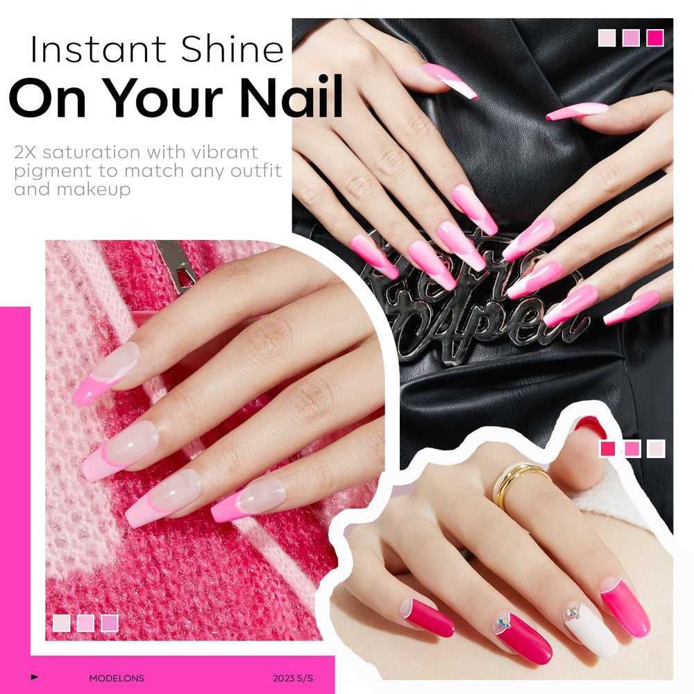 Modelones Pink Gel Nail Polish Neon Pink Swatch highlights bold style options