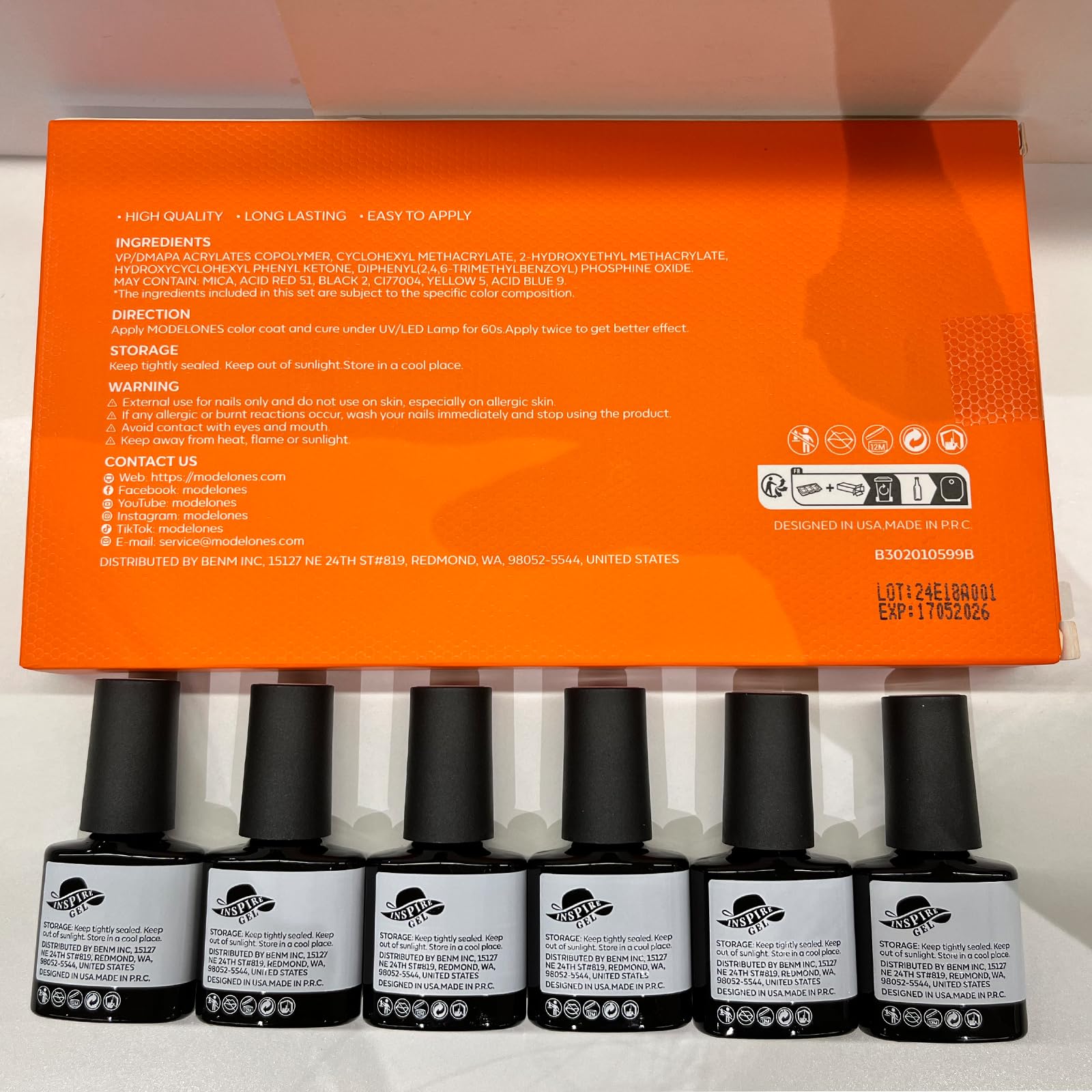 Modelones wear test photo suggesting long-lasting shine and durability.