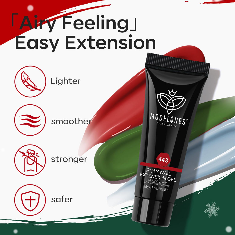 Modelones poly extension gel kit base top coat demonstrates durable adhesion and glossy finish