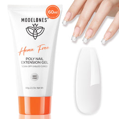 Modelones poly gel clear nail extensions showcase natural-looking nails.