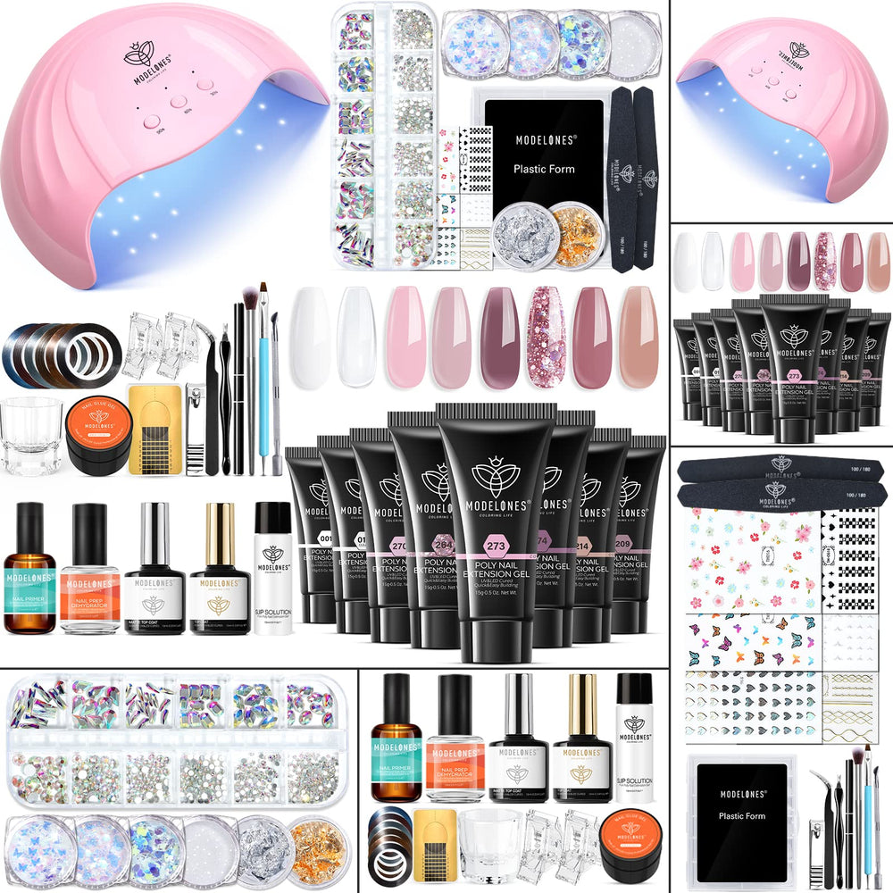 Modelones poly nail gel kit lamp 48W delivers even curing for durable salon results