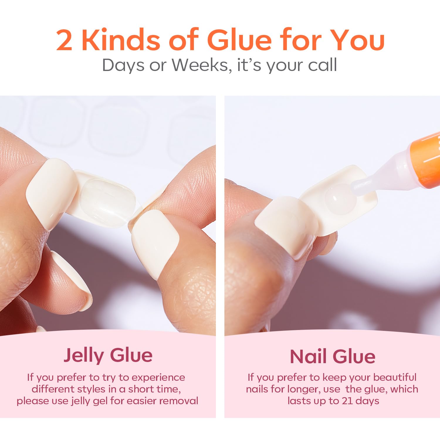 Modelones pop-on mani three steps illustrate fast, damage-free application