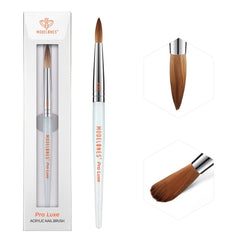 Modelones Pro Luxe acrylic brush closeup shows Kolinsky sable bristles for precise, smooth application.
