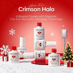 Modelones red gel nail polish set color swatches reveal six festive red hues
