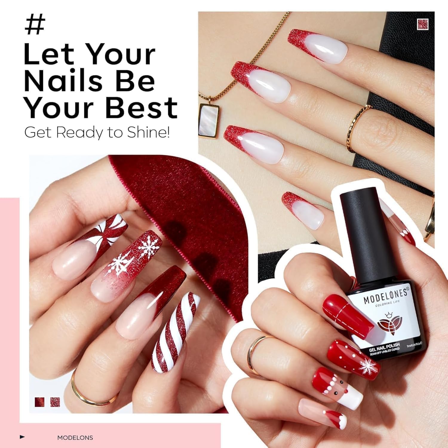 Modelones gel polish set glossy finish demonstrated on nails