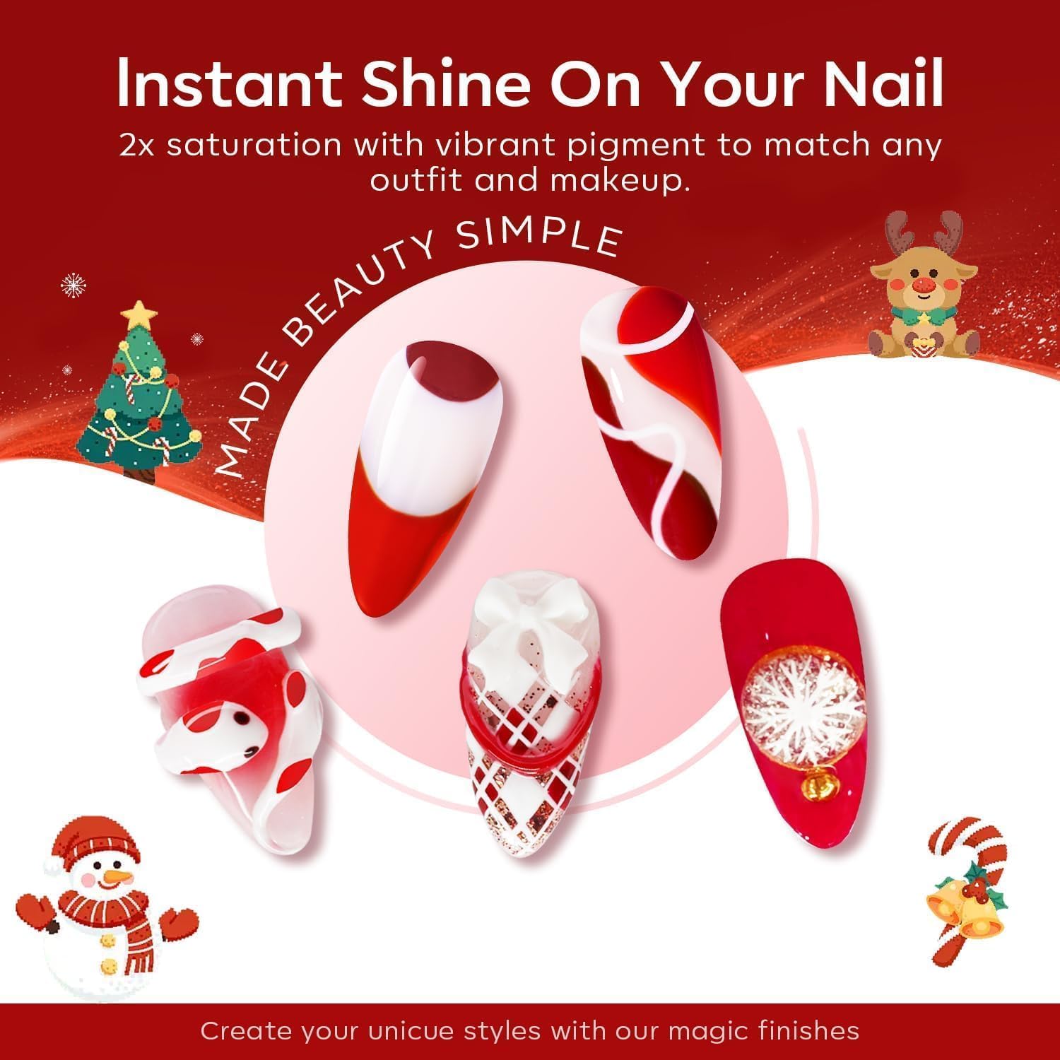 Modelones red gel polish set safe vegan formula shown in bottle