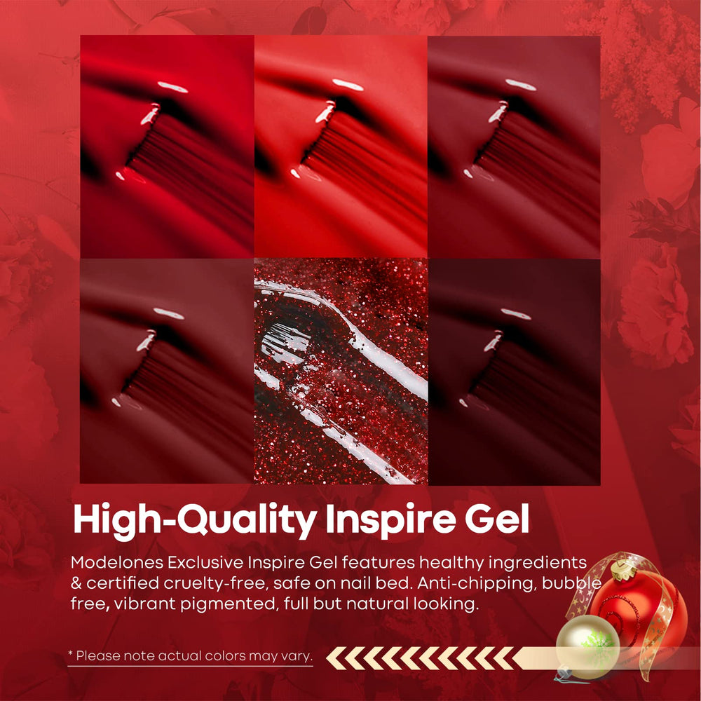 Modelones red gel polish color window showing shade selection