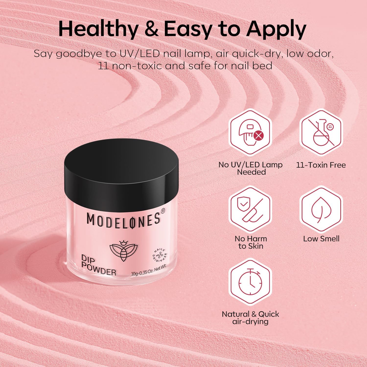 Modelones salon finish dip powder for long lasting color and shine