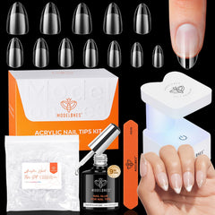 Modelones short almond nail tips close-up showing half-matte texture for better grip.