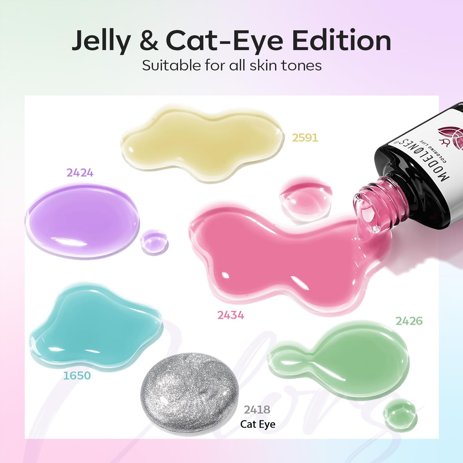 Modelones Silver Cat Eye Gel creates shimmering magnetic effect for standout nails.