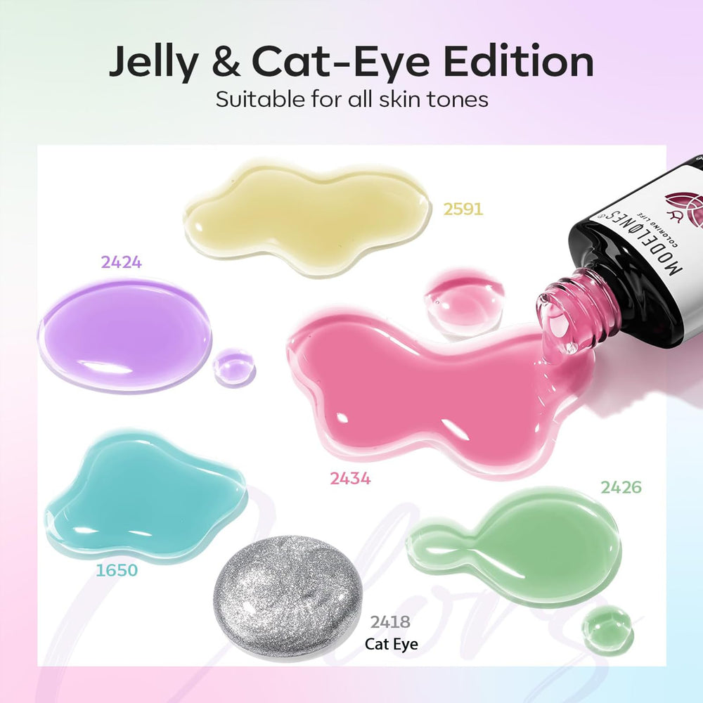 Modelones Silver Cat Eye Gel creates shimmering magnetic effect for standout nails.