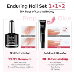 Modelones solid nail glue and dehydrator duo delivering strong lasting adhesion with prep.