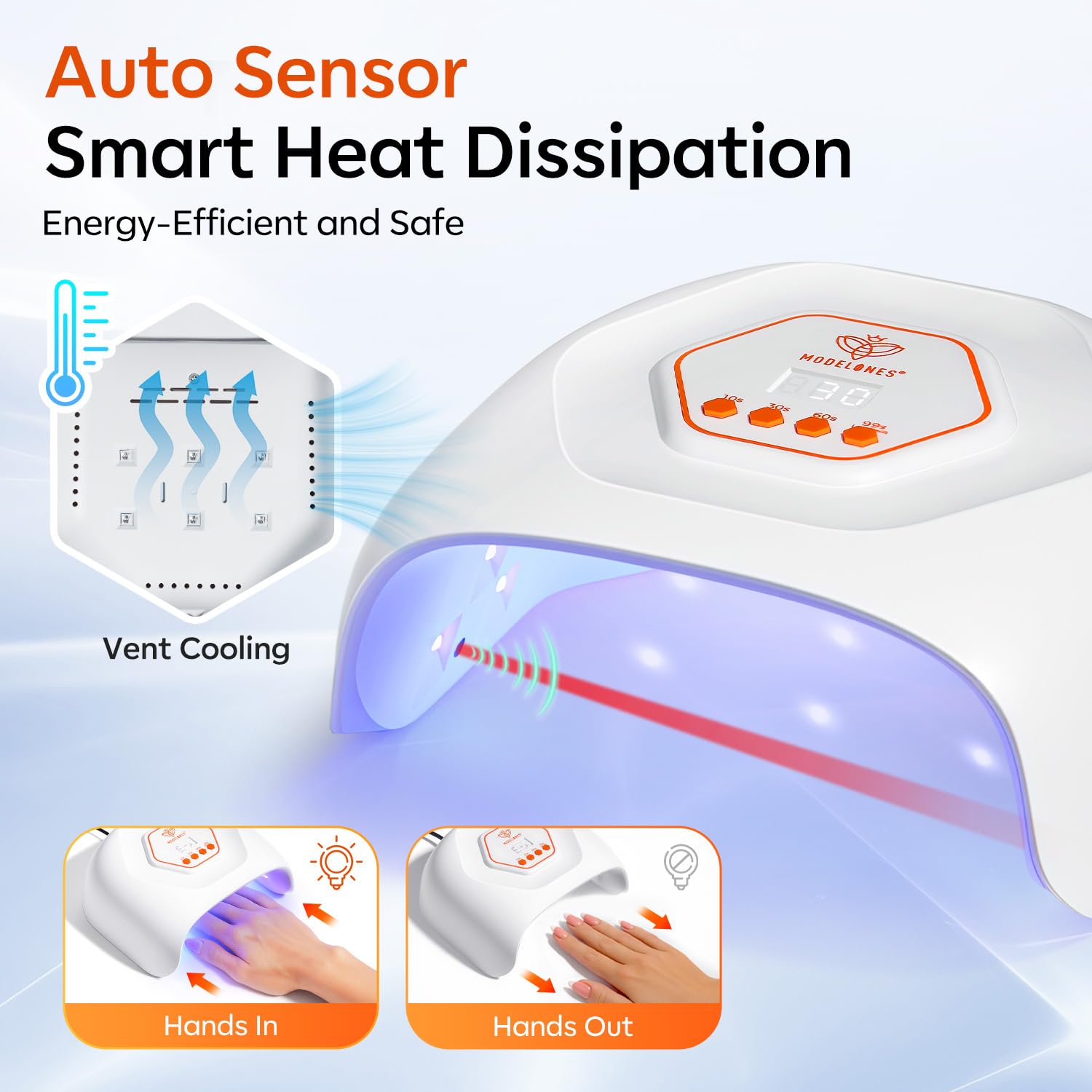 Modelones UV LED Nail Lamp cooling system keeps sessions comfortable