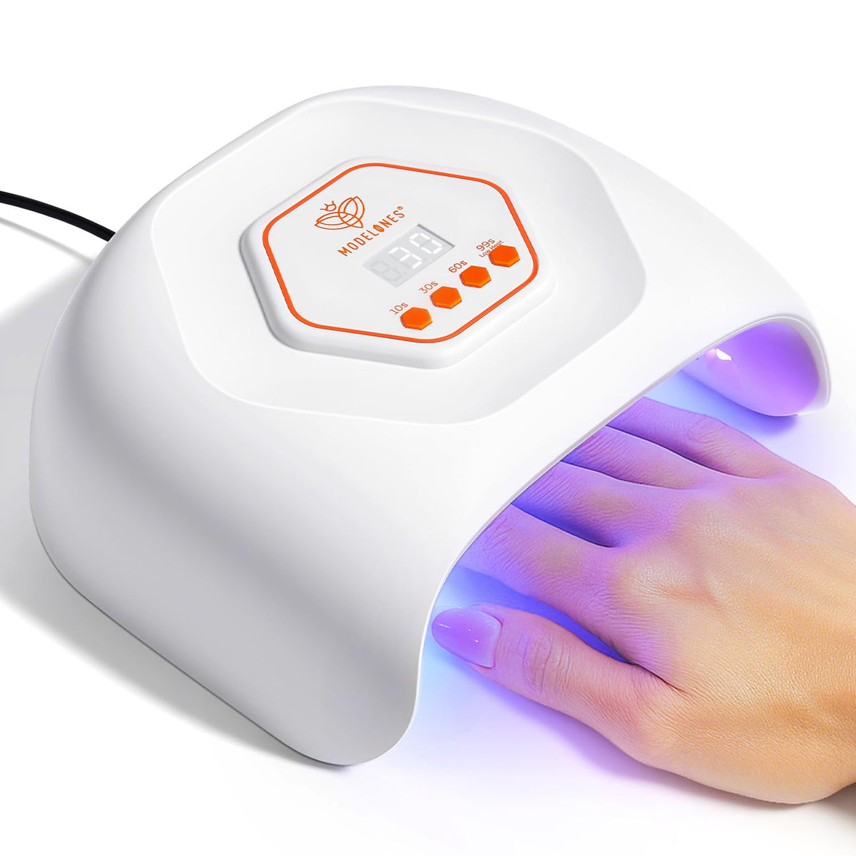 Modelones UV LED Nail Lamp front view with compact silhouette for easy storage