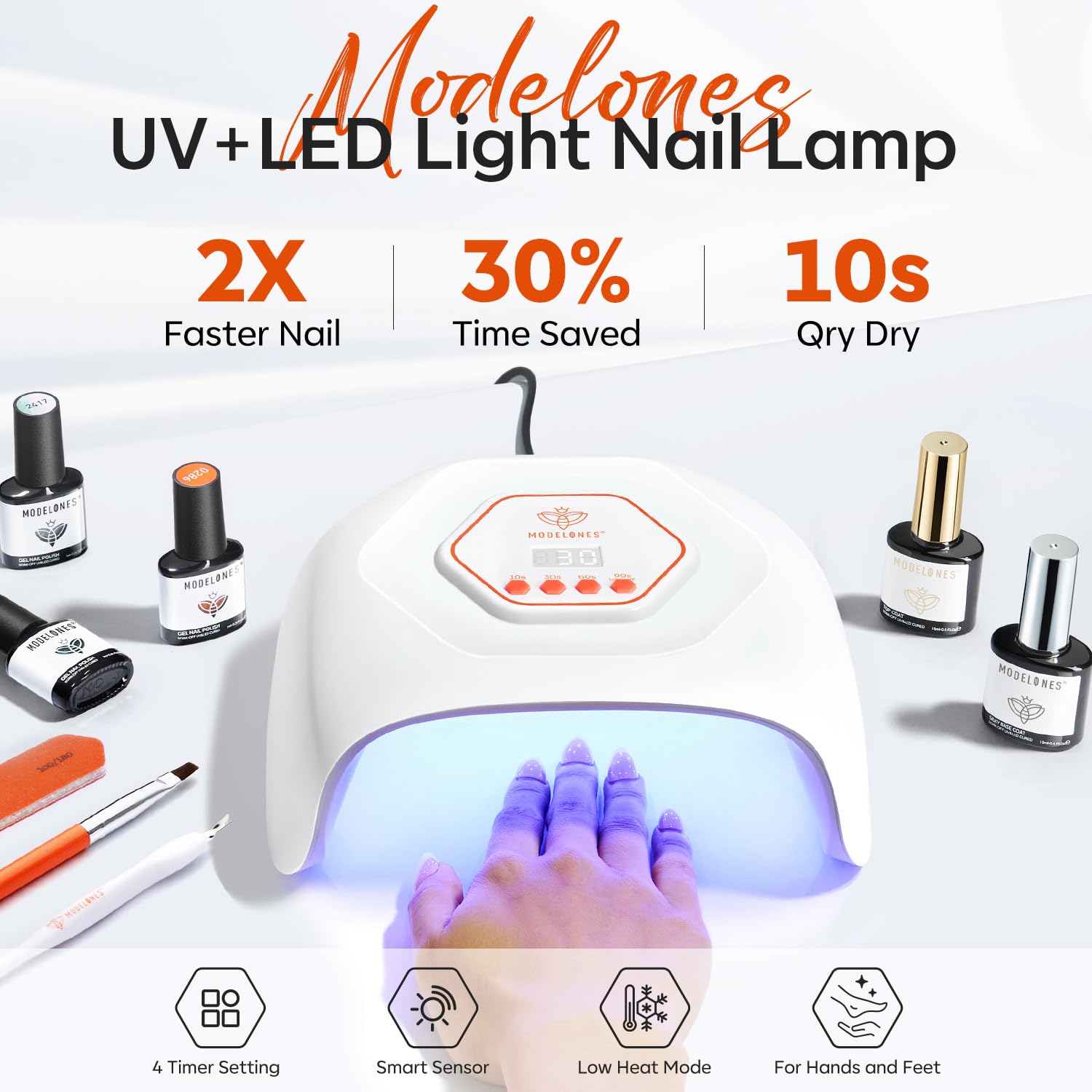 Modelones UV LED Nail Lamp hand-under view demonstrates even curing