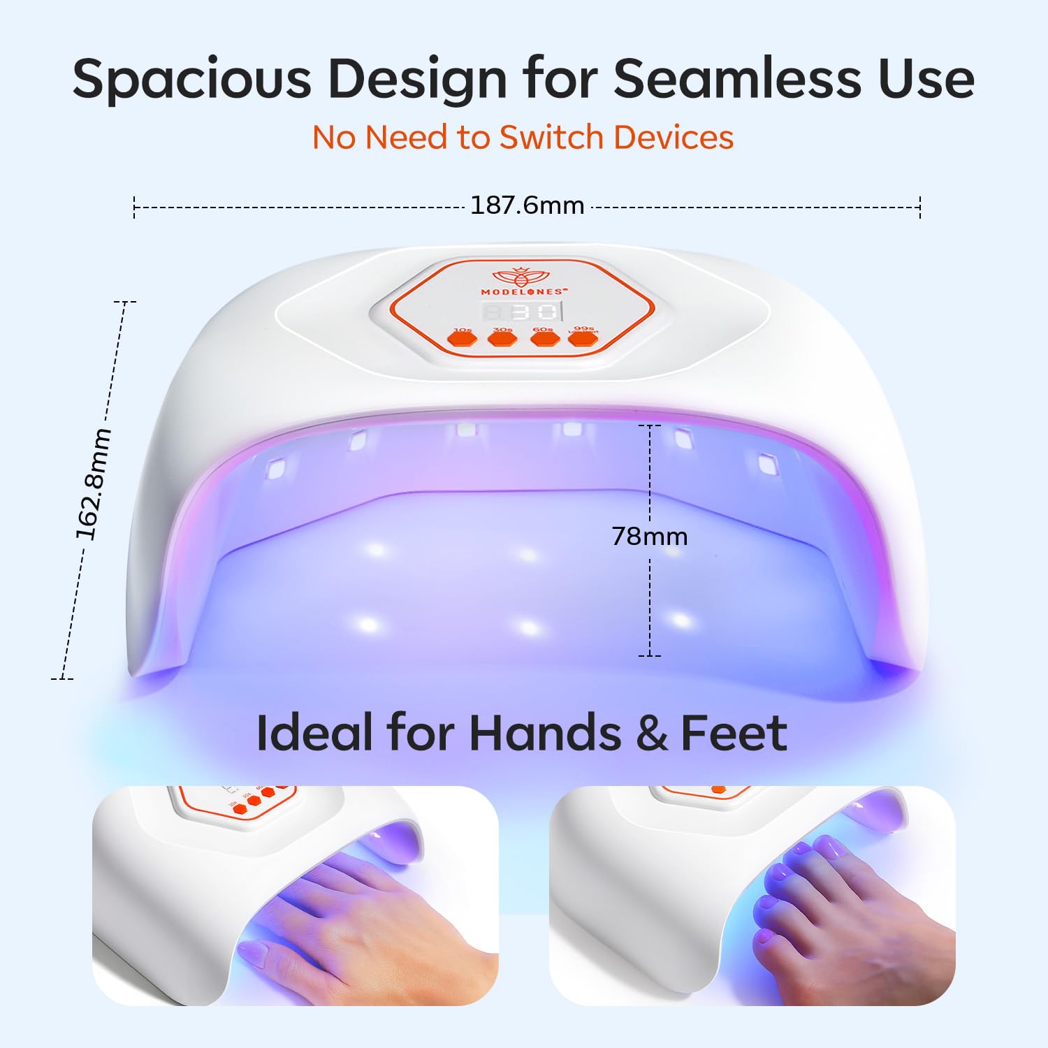 Modelones UV LED Nail Lamp includes power adapter for easy setup