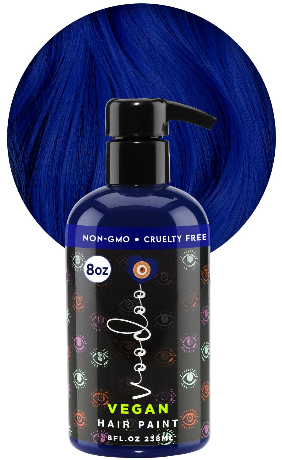 MOEHAIR Serenity Blue dye-packaging highlights vegan, cruelty-free semi-permanent color for home use.