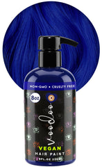 MOEHAIR Serenity Blue dye-packaging highlights vegan, cruelty-free semi-permanent color for home use.