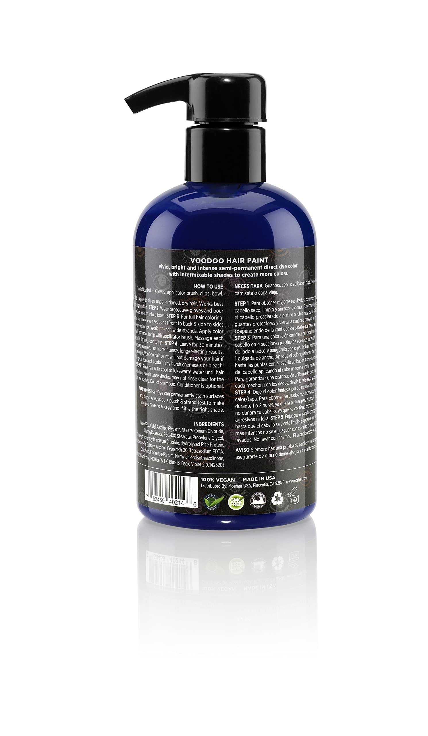 MOEHAIR Serenity Blue home-dye-setup depicts quick, mess-free DIY color routine.