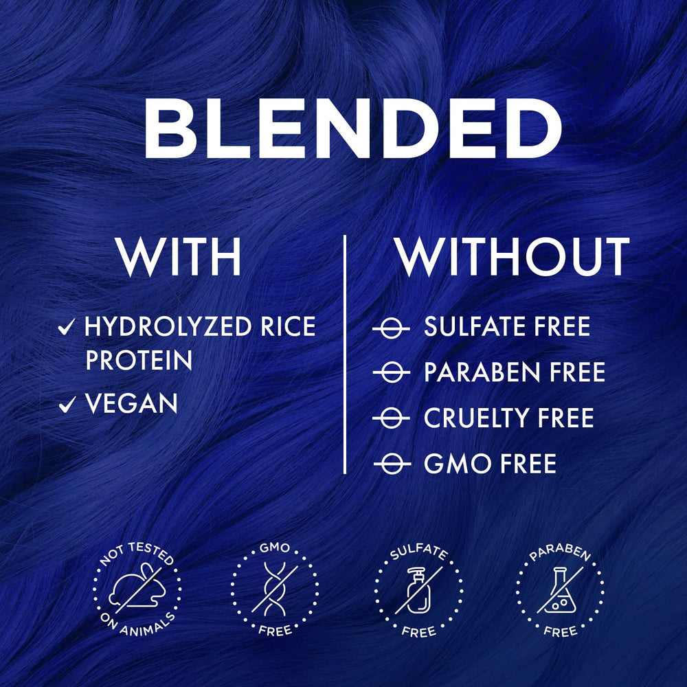 MOEHAIR Serenity Blue pre-lightened-hair example indicates best results on lightened bases.