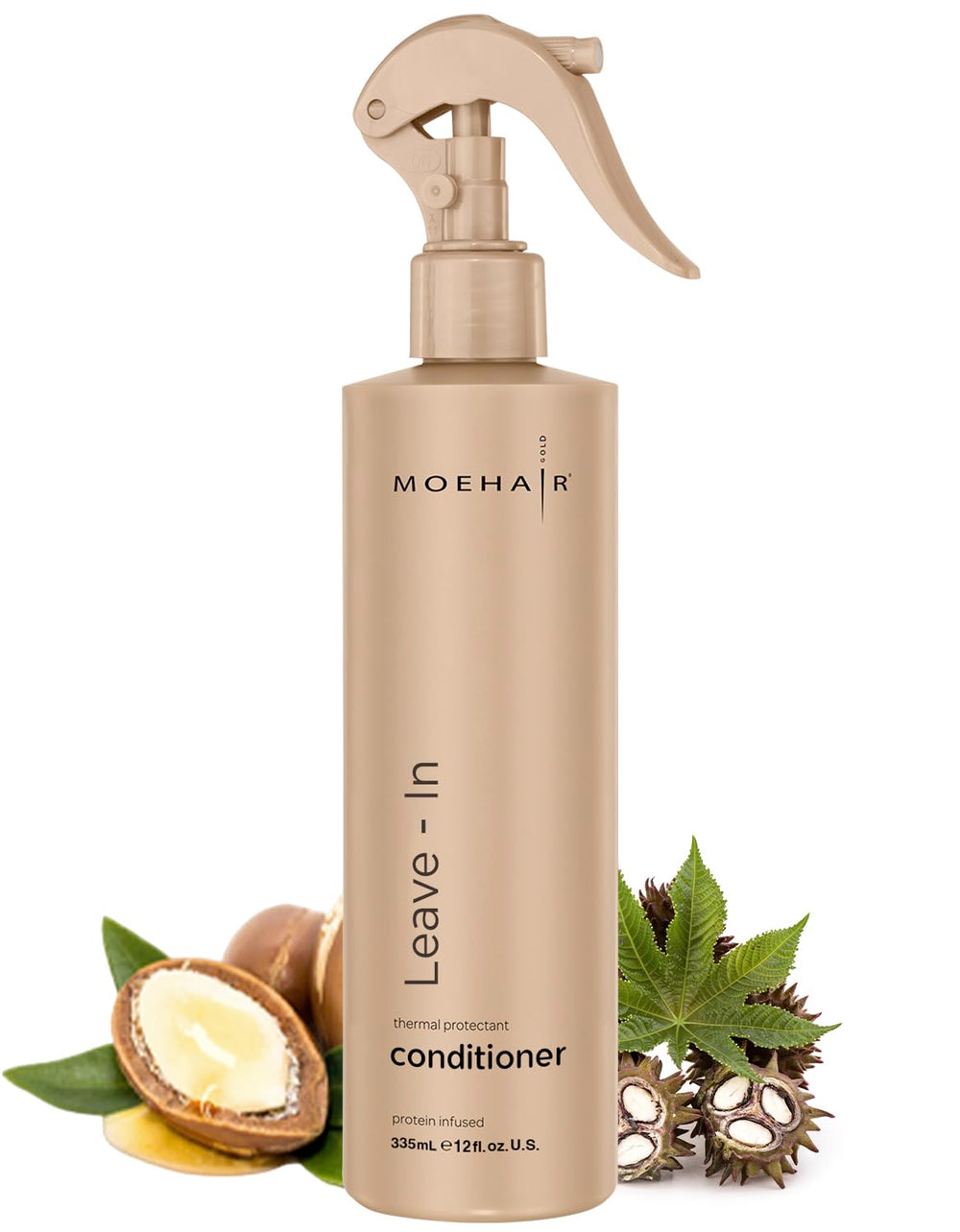 MOEHAIR Leave-in Conditioner bottle with pump provides frizz control for all hair types