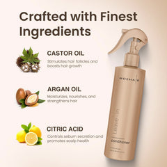 MOEHAIR Leave-in Conditioner bottle-dispense delivers quick detangling and smoother styling after washing