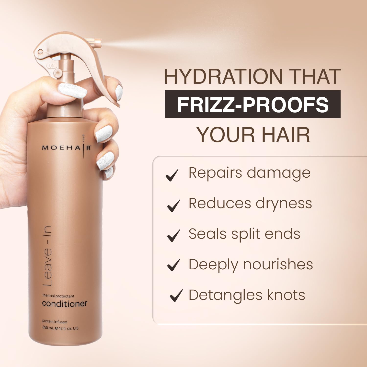 MOEHAIR Leave-in Conditioner ingredients-argan-oil highlights nourishing oils for healthier-feeling hair