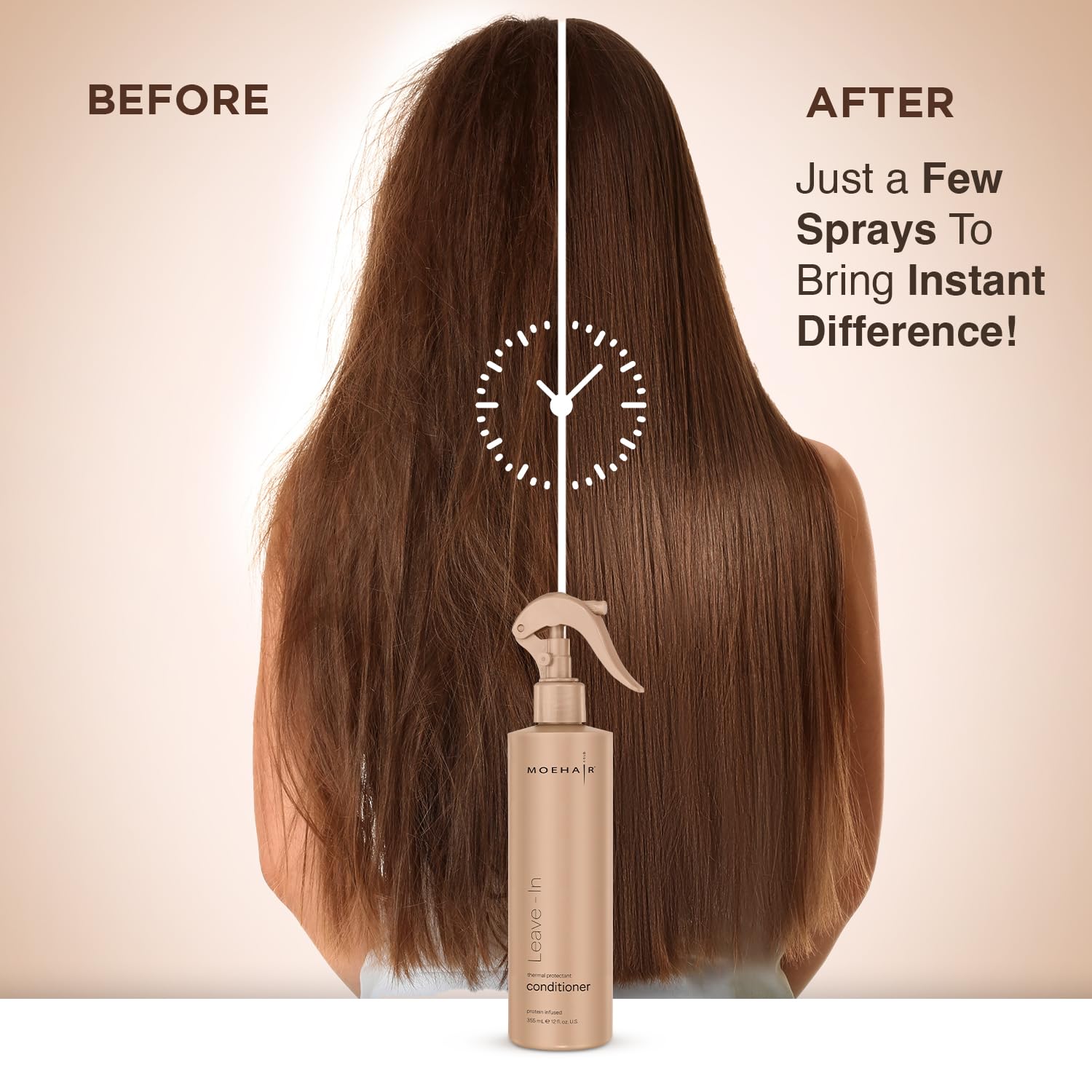 MOEHAIR Leave-in Conditioner packaging is travel-ready for on-the-go hydration
