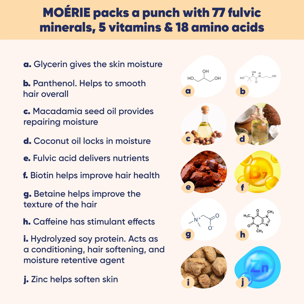 Moerie conditioner texture close-up emphasizes detangling and smoother strands.