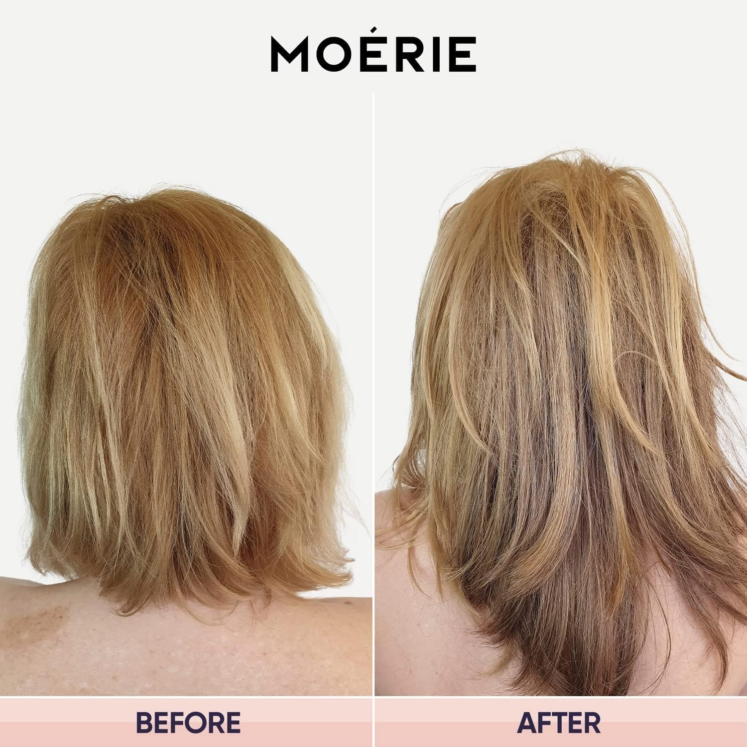 Moerie packaging highlights natural ingredients and absence of harsh chemicals.