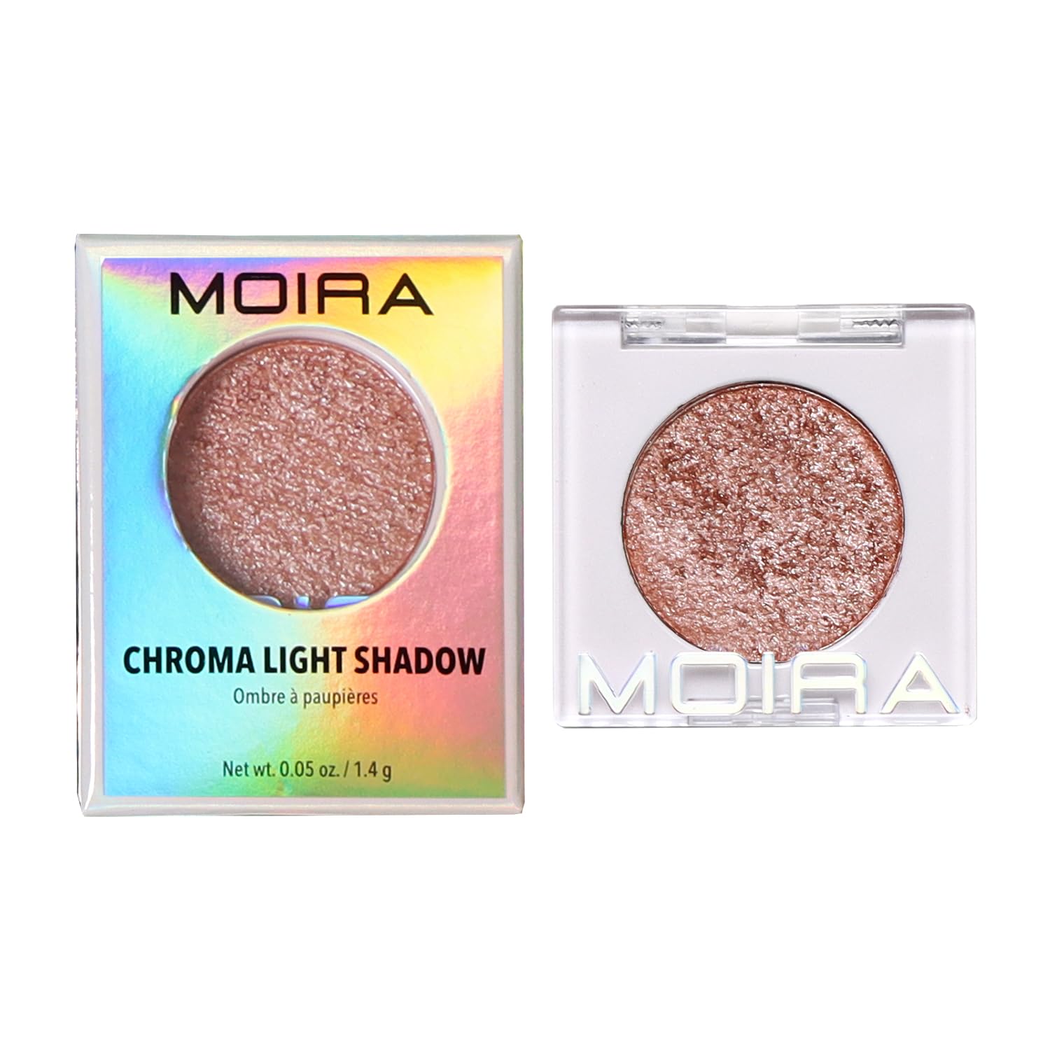 Moira Chroma Light Shadow 005 Sugar Crush open jar shows rich metallic pigment for bold lids.