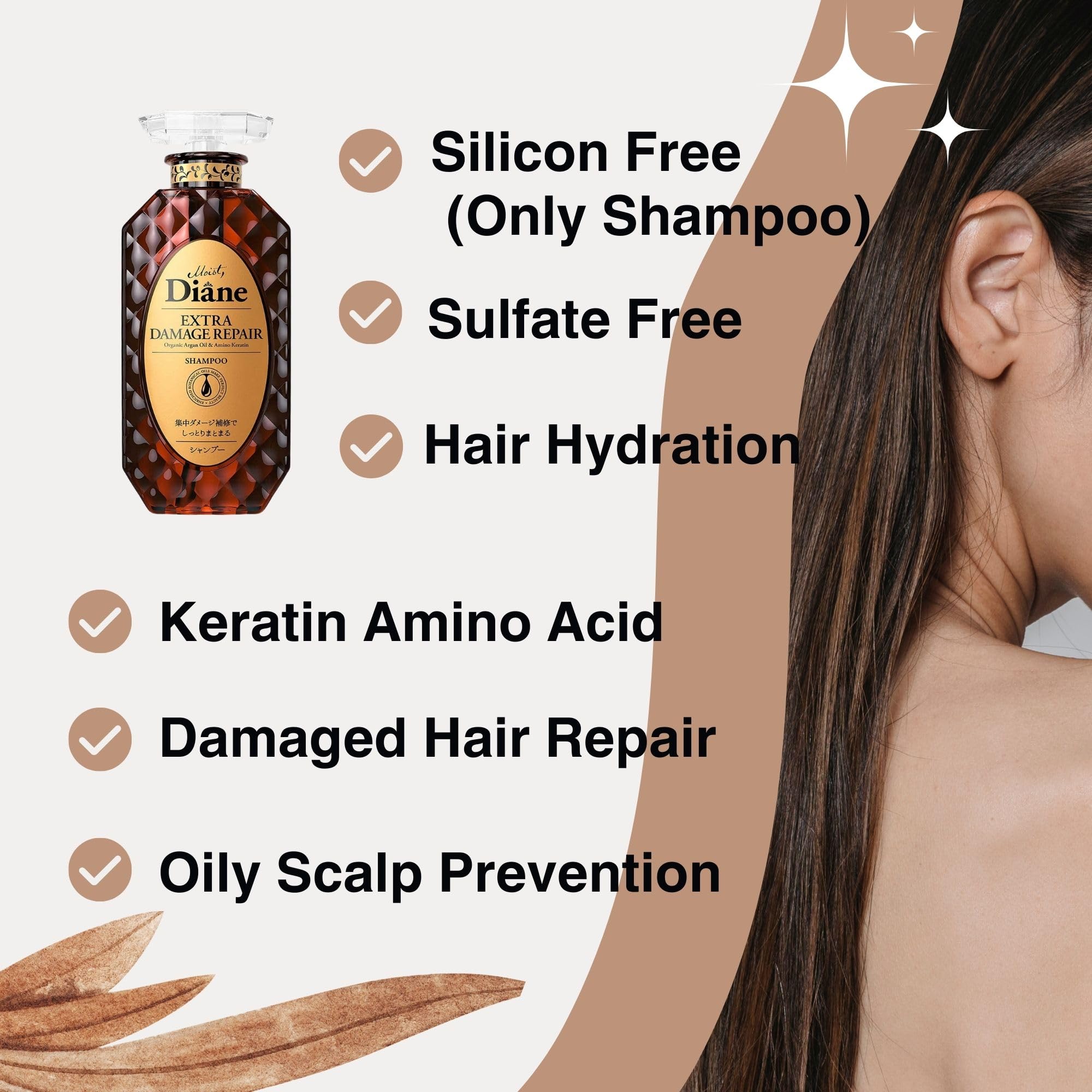 Moist Diane amino repair formula with bleached hair care concept shot
