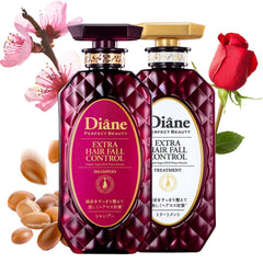 Moist Diane hair fall control shampoo bottle promotes scalp nourishment and thicker-looking hair.