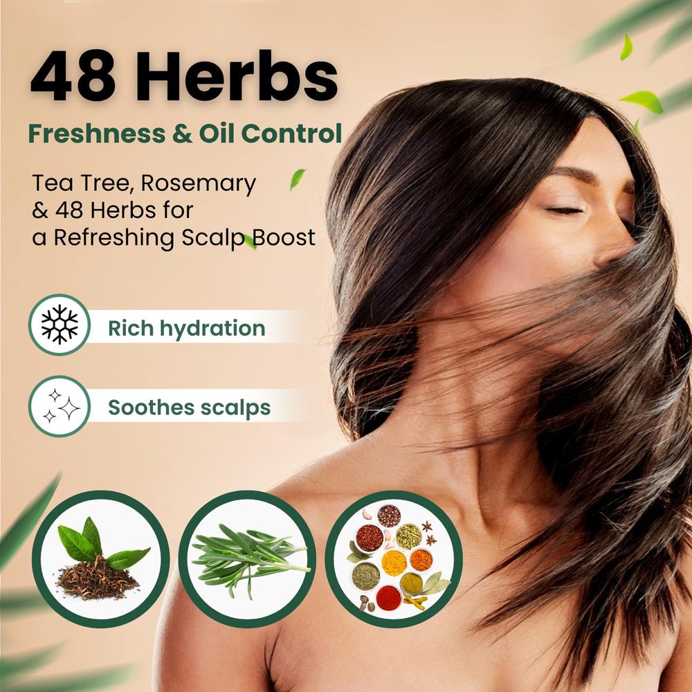 Moist Diane rosemary-tea-tree herbs close-up with refreshing scalp nourishment.