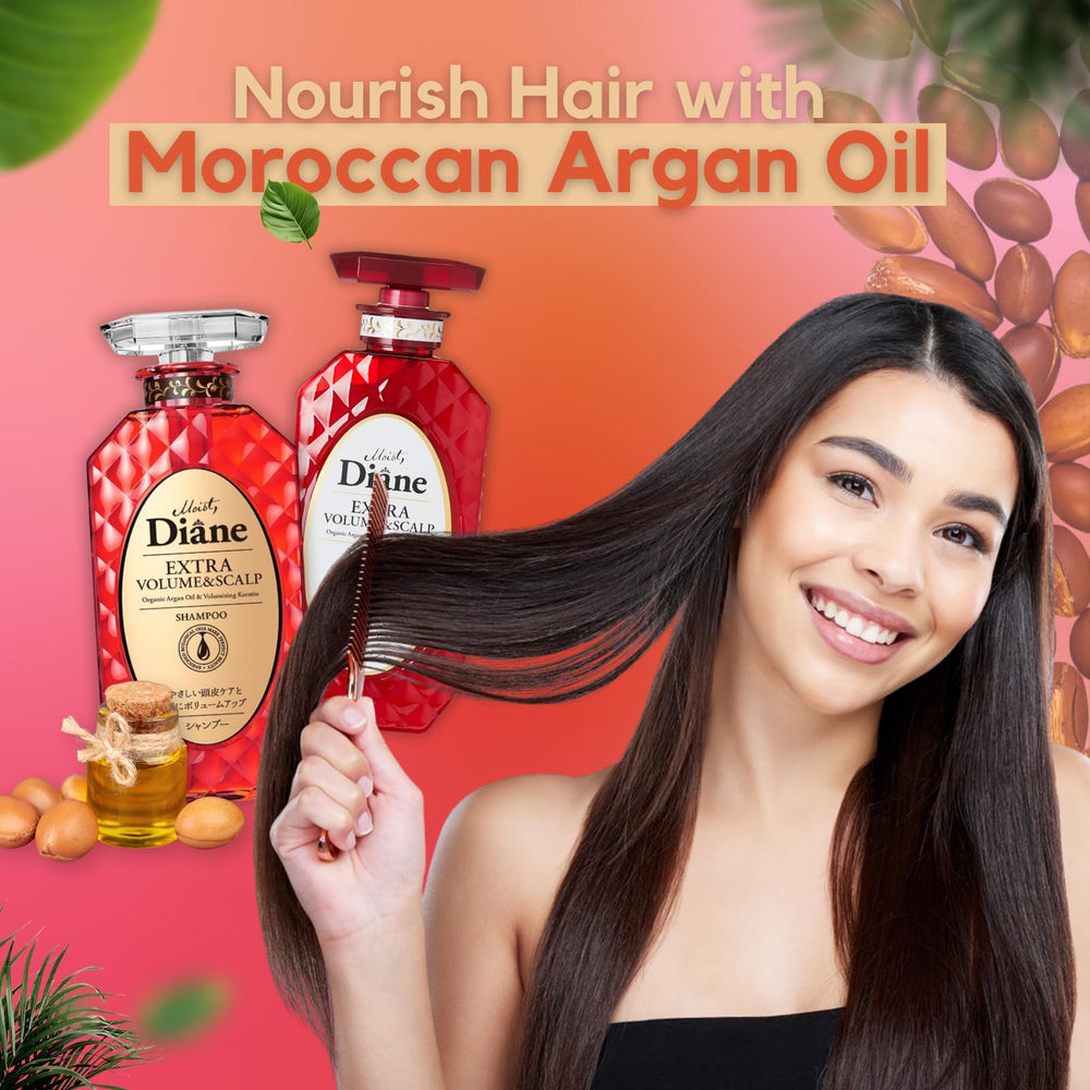 Moist Diane thickening conditioner bottle reveals smoothing, hydrating care for dry scalp