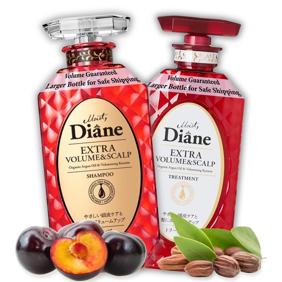 Moist Diane thickening shampoo bottle shows volumizing formula for fine hair